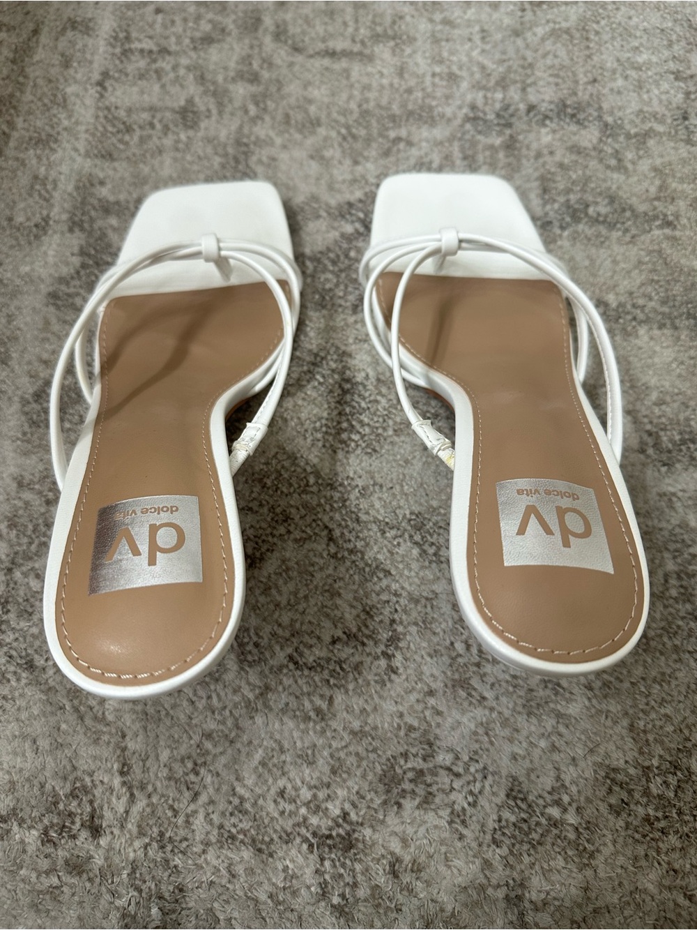 Dolce Vita White Strappy Square Toe Heeled Sandals - Picture 3 of 6